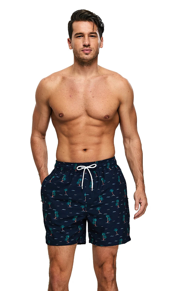 Polyester Swimming Shorts Men Gym Board Quickly Dry Elastic Waist Beach Pants Board Shorts - The Clothing Company Sydney