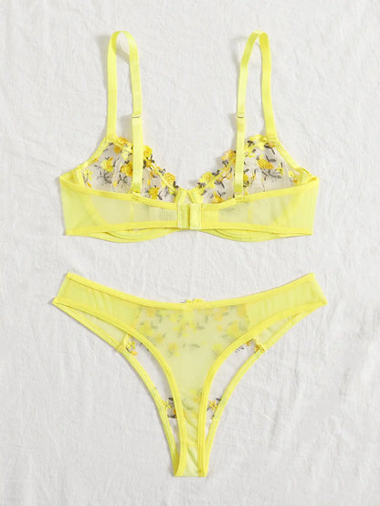 Lace Transparent Underwear Fairy Embroidery Brief Sets Delicate Bra Kit Push Up Bra Lingerie Set - The Clothing Company Sydney
