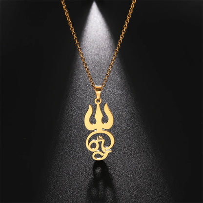 Tamil Om Symbol Pendant Necklace Stainless Steel Vintage Trident Yoga Shiva Symbol Necklaces Amulet Jewellery Gifts The Clothing Company Sydney