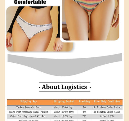 4 Piece Set Women's Cotton Colourful Stripe Panties Underwear G-Strings Rainbow Thongs Female Soft Breathable Intimates Lingerie The Clothing Company Sydney