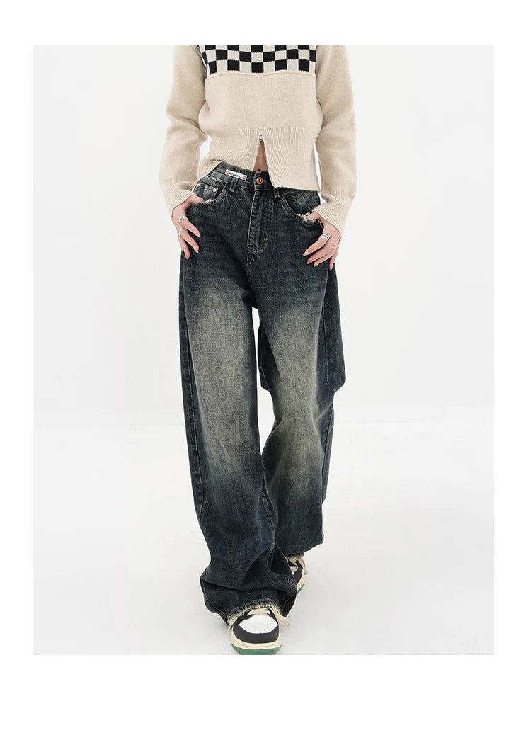 Women's Streetwear Retro High Waist Jeans Loose Wide Leg Denim Trousers Y2K Baggy Pants The Clothing Company Sydney