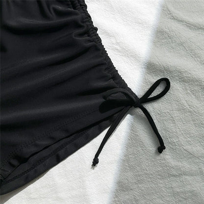 Wrinkled Knotted Shorts High Waist Bikini Swimsuit Women Swimwear Two-piece Bikini set Bather Bathing Suit