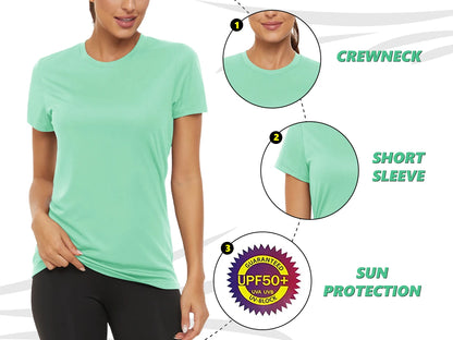 Summer Casual T-shirts UPF 50+ Quick Dry Womens Skin Sun Protection T-shirt Outdoor Running Swim Athletic T shirts Tops - The Clothing Company Sydney