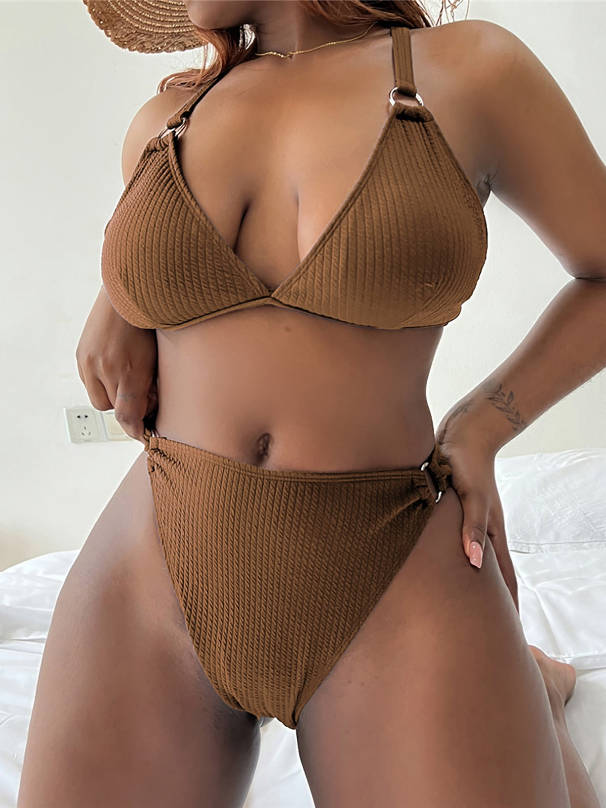 Ribbed Bikini Large Size Plus Size Women Swimsuit Two piece Bikini set Bather Bathing Suit Swimwear The Clothing Company Sydney