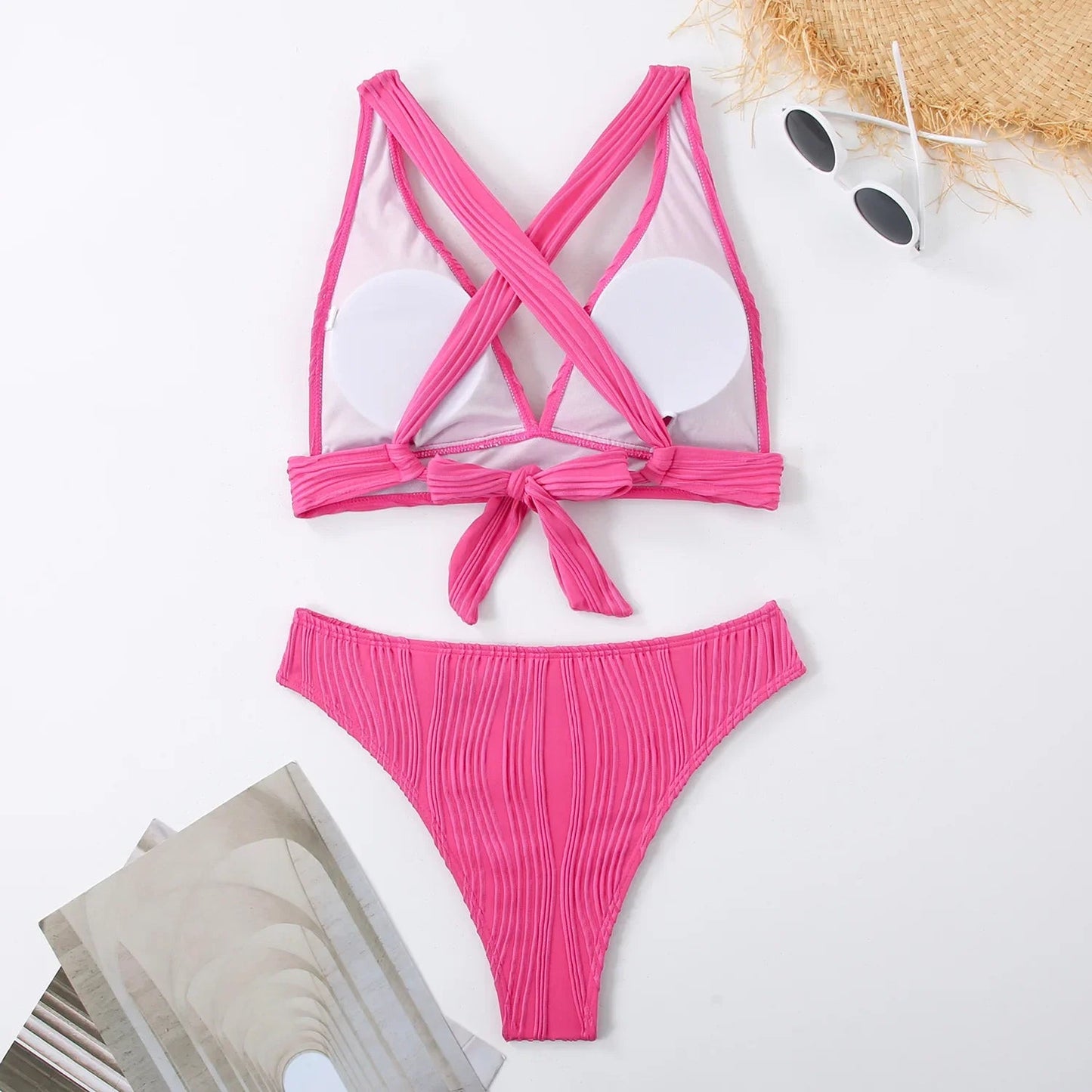 2 Piece Wrinkled Crinkled Bikini Swimwear Swimsuit Two-pieces Bikini Set High Cut Bathing Suit Swim Beach Wear The Clothing Company Sydney