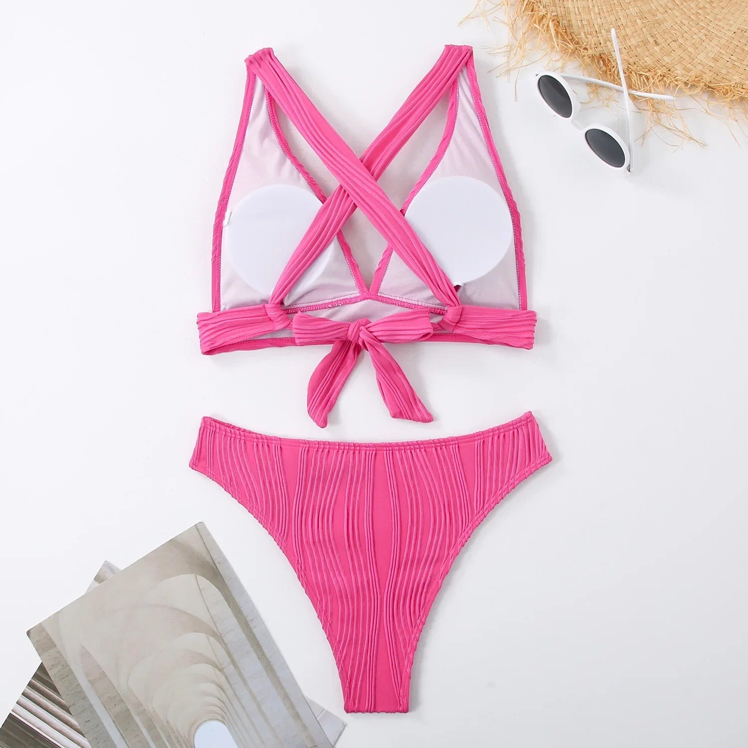2 Piece Wrinkled Crinkled Bikini Swimwear Swimsuit Two-pieces Bikini Set High Cut Bathing Suit Swim Beach Wear The Clothing Company Sydney