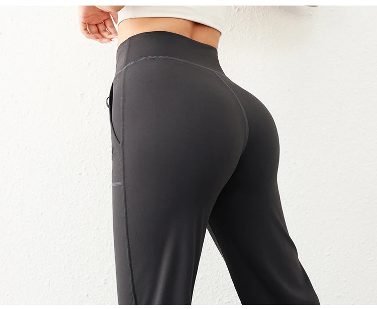 Women's Casual Loose Straight Running Sweatpants Wide Leg Drawstring Design With Side Pockets Leggings Yoga Pants The Clothing Company Sydney
