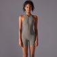Hollow Backless Sport Jumpsuit Short Woman One Piece Gym Outfit Sleeveless Zipper Fitness Overalls Yoga Romper