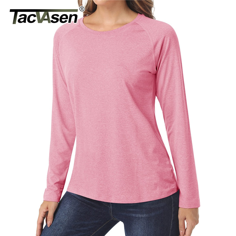 Sun Protection UPF 50+ Long Sleeve Shirts Womens Athletic Running T-shirts Quick Dry Sports Pullover Crew Neck Gym Tops The Clothing Company Sydney