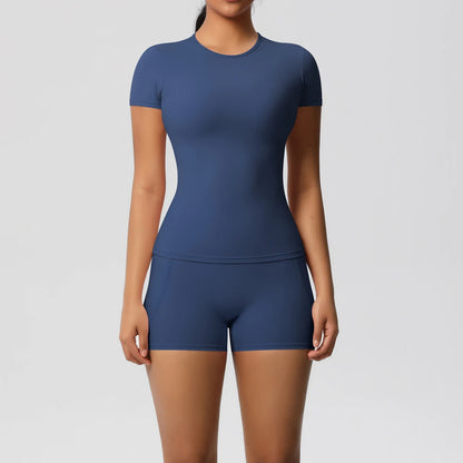 Workout Sportswear 2 Piece Piece Female Yoga Shirt Push Up Workout Clothes Outdoors Sport  High Waist  Fitness Sport Shorts - The Clothing Company Sydney