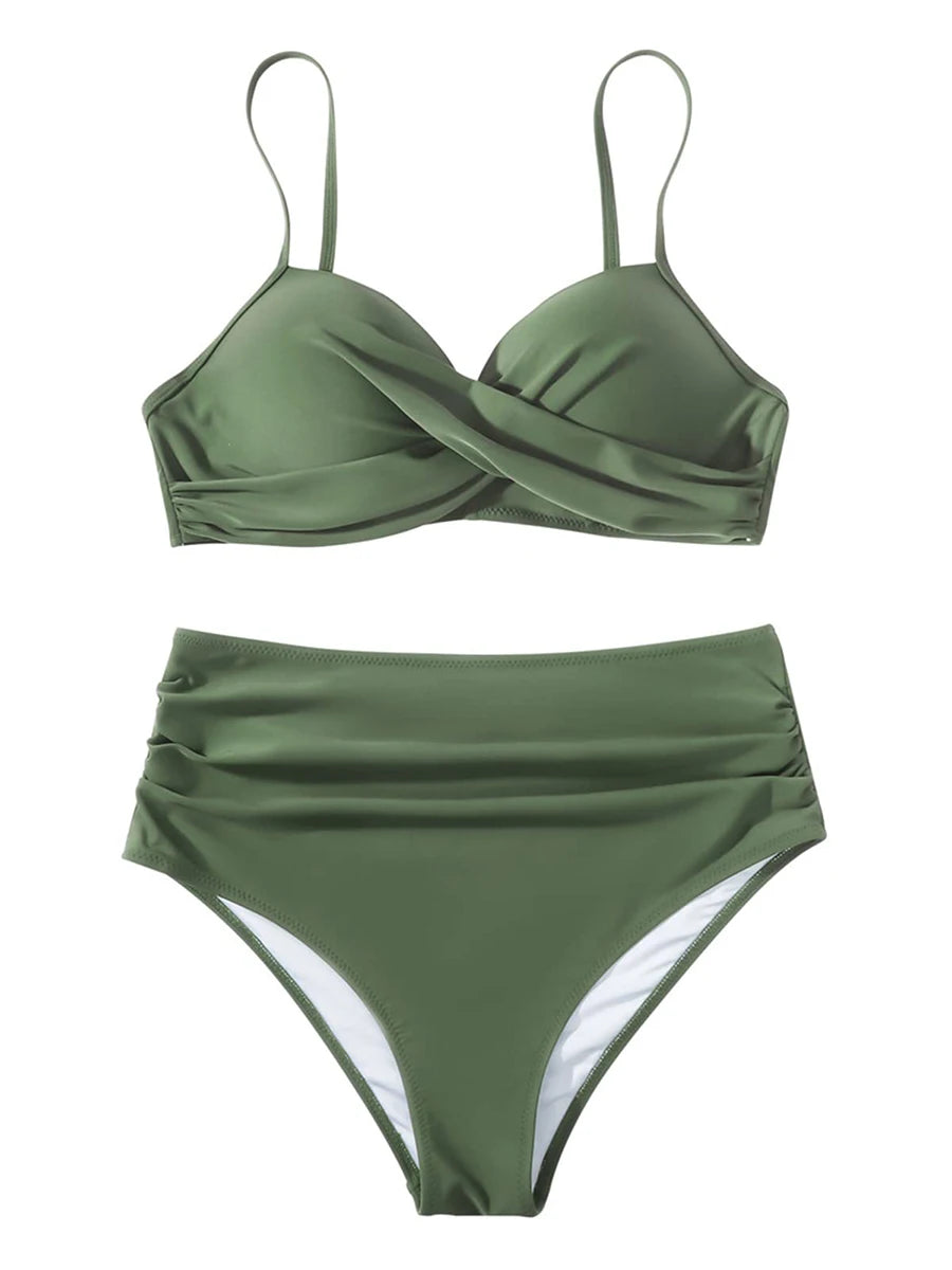 Cross Frill Bikinis Women Swimwear Print High Waist Swimsuit Beachwear Bathers Bathing Swimming Swim Suit The Clothing Company Sydney