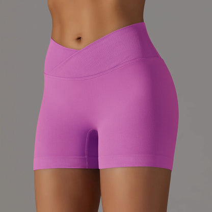 Crossover Waist Women Sport Shorts Yoga Shorts Gym Workout Running High Waist Yoga Shorts Push Up Hip Seamless Fitness Shorts The Clothing Company Sydney