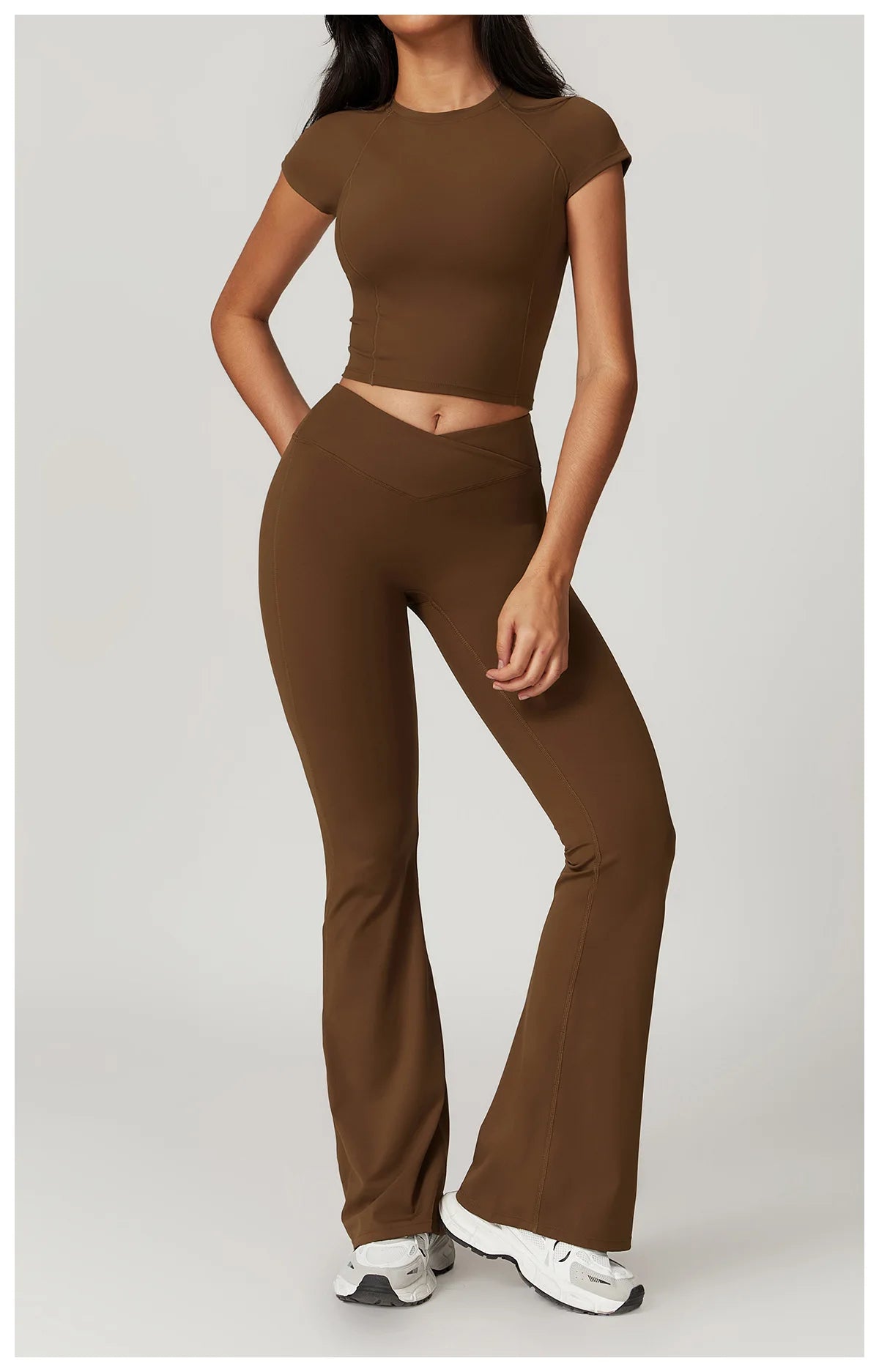 Women's Yoga Gym Activewear 2 Piece Set Sport Suit Workout Short Sleeve Crop Top High Waist Leggings Short Fitness Sports Wear