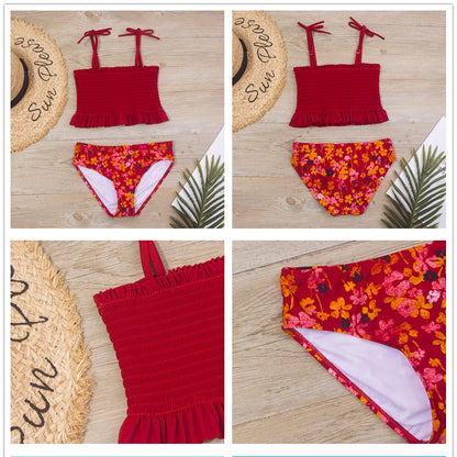 2 Piece Kids Swimwear Swimsuit Print Girls Kid Bikini Set 5-14 Years Children Bandage Swimming Suit Beachwear The Clothing Company Sydney