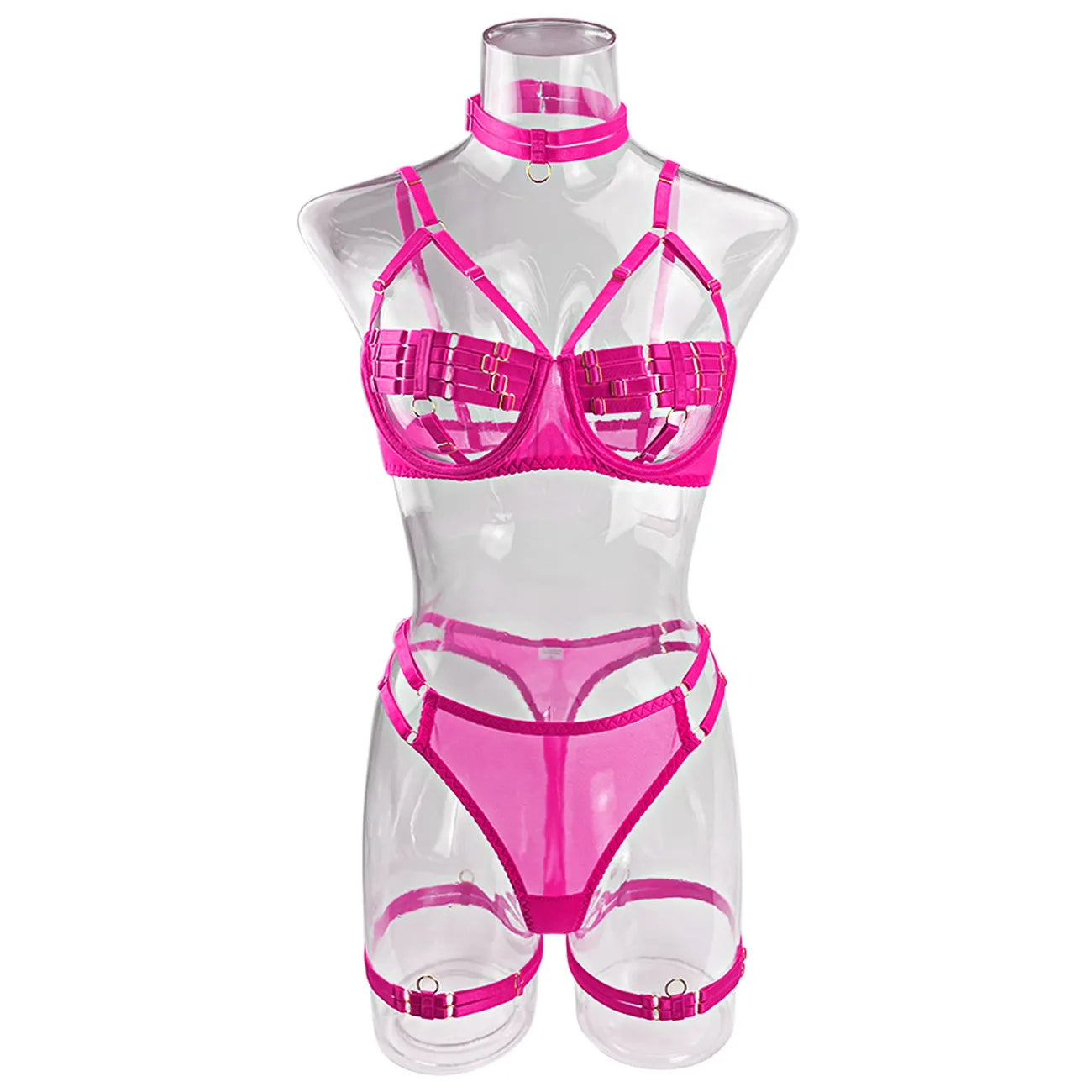 5-Piece Costume Hollow Underwear Sensual Open Bra Outfits Lingerie Set - The Clothing Company Sydney