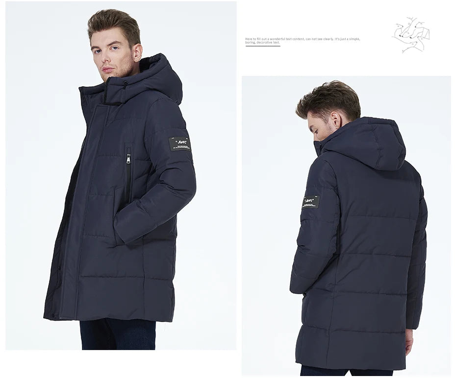 Men's winter jackets for men casual cotton coat mid-length Puffer Parkas - The Clothing Company Sydney