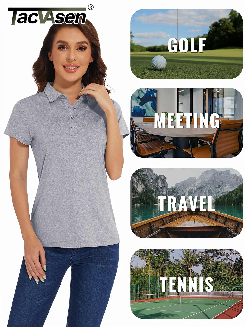 UPF 50+ Performance Polo Shirts Women's Quick Dry Short Sleeve T-shirts Athletic Tennis Golf Shirt Polo Top - The Clothing Company Sydney
