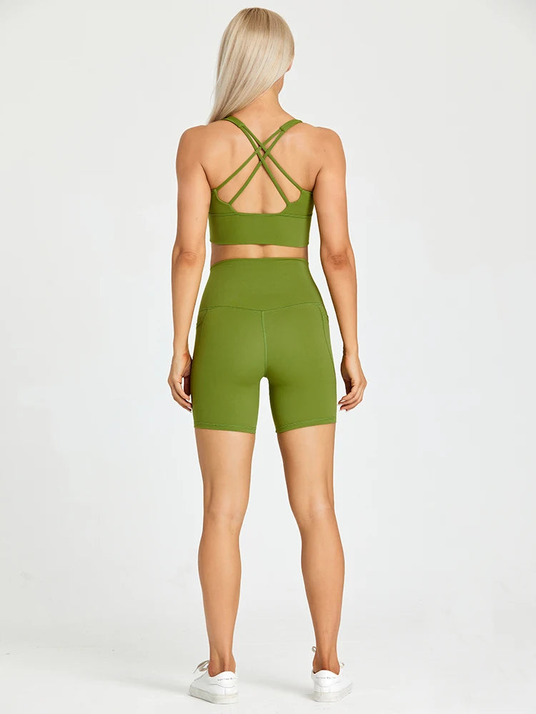 Yoga Shorts Set Women Fitness Suit 2 Piece Sports Gym Wear Workout Clothes Running Sportswear Sport Outfit The Clothing Company Sydney