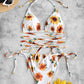 2 Piece Sunflower Print Tie Floss Bikini Swimwear