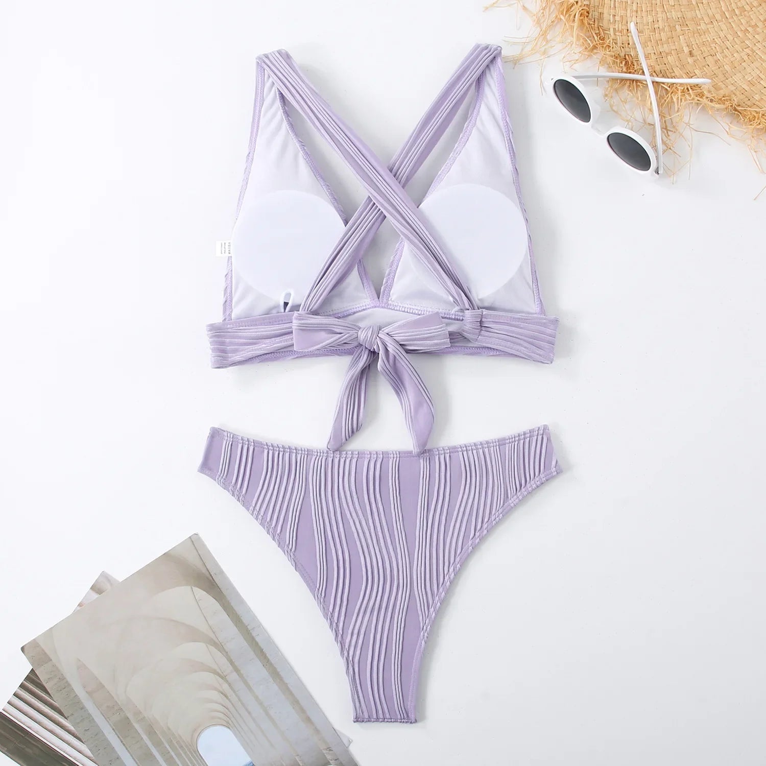 2 Piece Wrinkled Crinkled Bikini Swimwear Swimsuit Two-pieces Bikini Set High Cut Bathing Suit Swim Beach Wear The Clothing Company Sydney