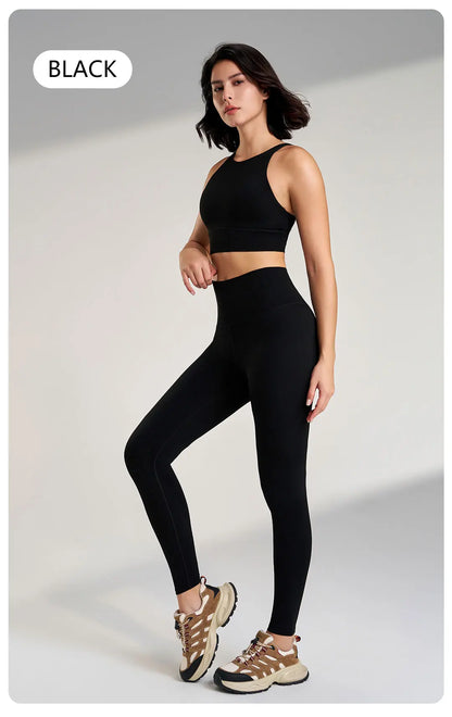 2 Piece Yoga Gym Running Leggings Crop Top Matching Outfit Set - The Clothing Company Sydney