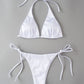 Metallic Halter Triangle Swimsuit Women Swimwear Bathing Suits Brazilian Thong Micro Bikinis Set Beach Wear