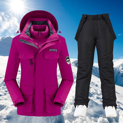 Ski Suit Snowboard Suits Women Windproof Waterproof Warm Thicken Snow Pants And Down Jacket Ski Clothes Set - The Clothing Company Sydney