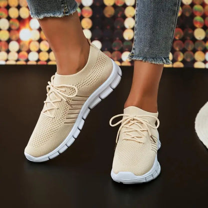 Mesh Breathable Soft Sole Sneakers Lightweight Non-Slip Running Walking Casual Lace Up Flats Shoes - The Clothing Company Sydney