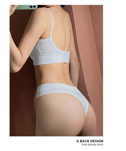 2 Piece French Soft Padded Top Ladies Set Seamless Bra Thong Low Waist Panties Wireless Backless Bralette Underwear The Clothing Company Sydney