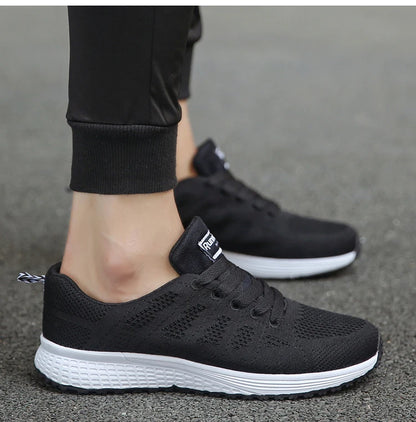 Women's Flats Fashion Lightweight Lace Up Round Toe Sneakers Walking Shoes - The Clothing Company Sydney