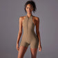 Hollow Backless Sport Jumpsuit Short Woman One Piece Gym Outfit Sleeveless Zipper Fitness Overalls Yoga Romper