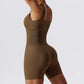 Women's Yoga Rompers One Piece Seamless Ribbed Jumpsuit Padded Sports Bra Romper Fashion Fitness Sportwear The Clothing Company Sydney