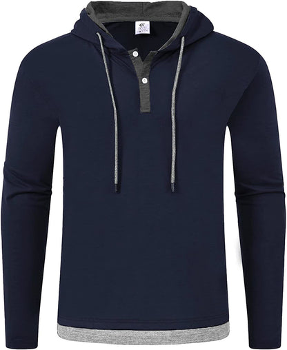 Men's Hoodies Sweatshirts Long Sleeve Solid Patchwork Single Breasted Drawstring Lightweight Casual Street Home Clothing Top The Clothing Company Sydney