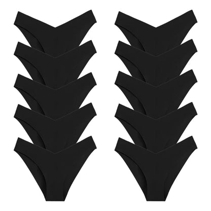 10 Pack Women's Seamless Panties V-Type Drop Waist Female Underwear Ice Silk Underpants Briefs The Clothing Company Sydney