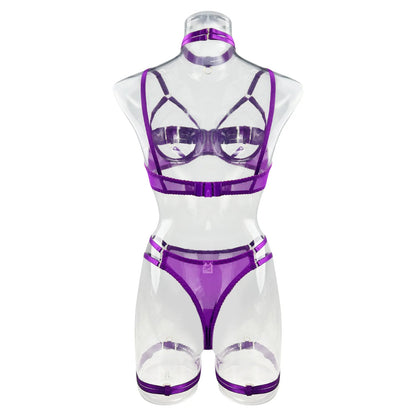 5-Piece Costume Hollow Underwear Sensual Open Bra Outfits Lingerie Set - The Clothing Company Sydney