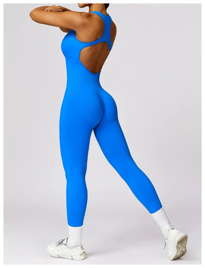 Seamless Gym Sport Jumpsuit Women Sportswear Hollow Backless Scrunch Fitness Overalls Push Up One Pieces Outfit Yoga Wear The Clothing Company Sydney