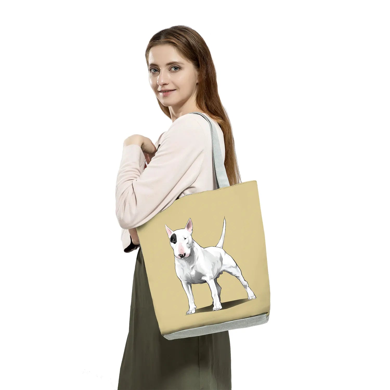 Bull Terrier Dog Print Shopping Bags Tote Casual Handbags Animal Print School Traveling Shoulder Bag - The Clothing Company Sydney