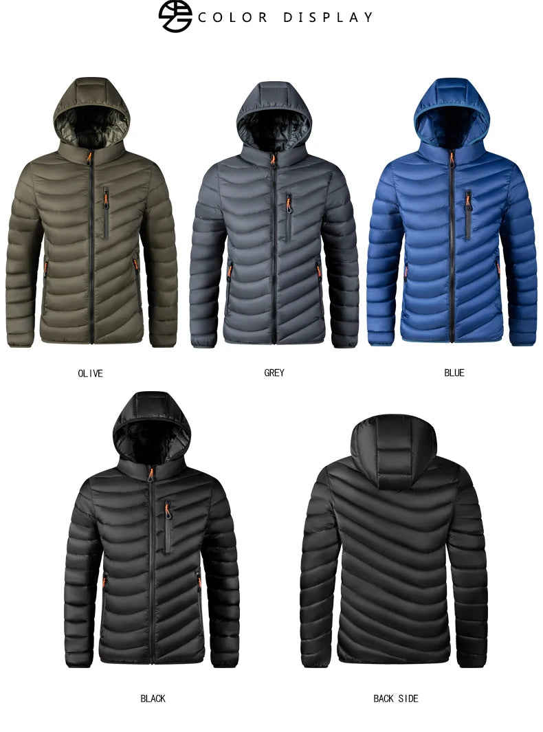 Men’s Hooded Winter Parka – Windproof Thick Casual Jacket with Detachable Hat The Clothing Company Sydney