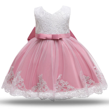 Cute Baby Girl's Tutu Dress Embroidery Lace Flower Princess Gown Birthday Party Newborn Formal Dress - The Clothing Company Sydney
