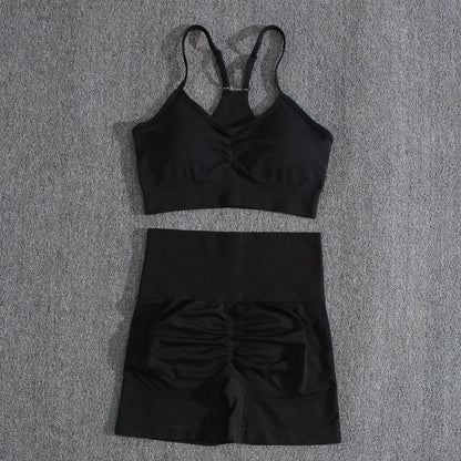 Womens Two Piece Set Peach Shorts Trackuists Gym Yoga Running Halter Fitness Shorts Push Up Bra Top Set The Clothing Company Sydney