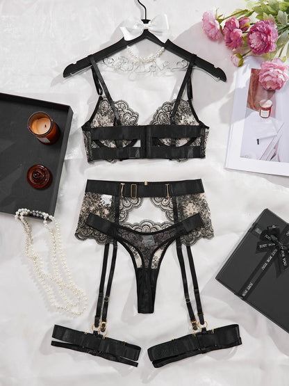 3 Piece Lingerie Lace Ladies Underwear Suspender Set Outfits - The Clothing Company Sydney