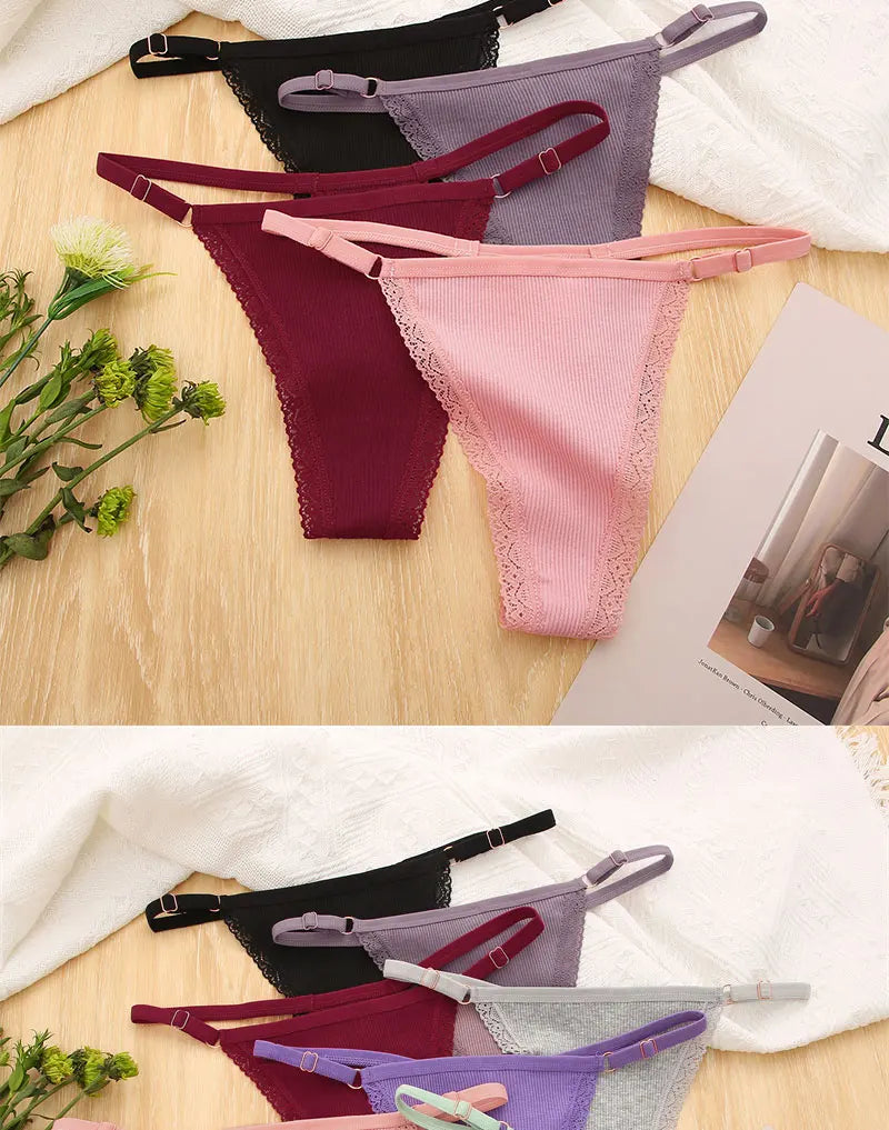 5 Pack G-string Panties Cotton Women's Underwear  Adjustable Waist Pantys Bikini Thongs Lingerie The Clothing Company Sydney