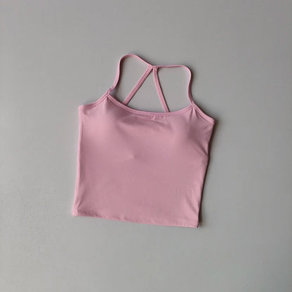 2 Piece Yoga Gym Set Halter Top Set Yoga High Waist Shorts Backless Tights Bra Vest Seamless Stretch Ribbed Shorts Set - The Clothing Company Sydney