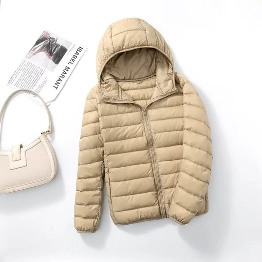 Women Puffer Jacket Plus Spring Autumn Female Ultra Lightweight Packable Hooded Down Coats