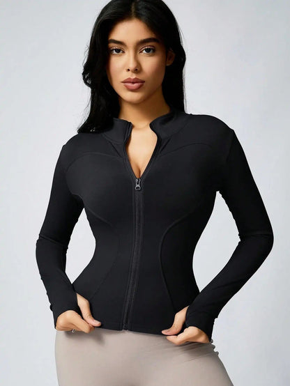 Women's Zipper Turtleneck Sports Long-Sleeve Sports Top, Gym Wear Ladies' Sportswear for Indoor Outdoor Jacket The Clothing Company Sydney