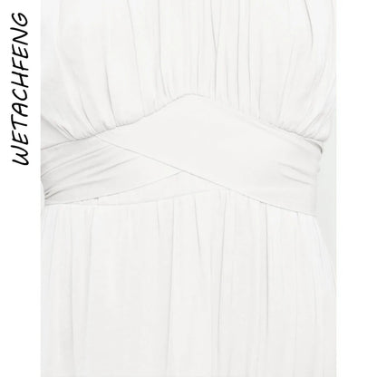 Summer Sundersses White Short Sleeve Ruffles Lace Up Folds Mini Dresses Bohemian Party Beach Dress The Clothing Company Sydney