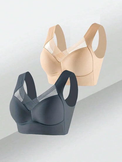 2 Pack Women's Lace Plus Size Seamless Bra Bralette Backless Brassiere Vest Female Gather Shock-Proof Wireless Sports Bra The Clothing Company Sydney