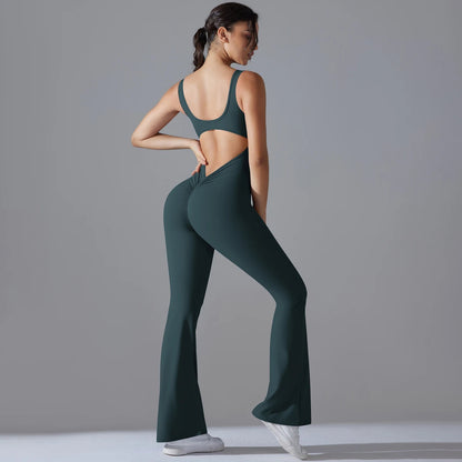 V Back Jumpsuit Gym Set Women Training Yoga Suit Sportswear Sports Fitness Rompers Stretch Workout Bodysuits The Clothing Company Sydney