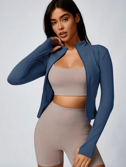 Women's Zipper Turtleneck Sports Long-Sleeve Sports Top, Gym Wear Ladies' Sportswear for Indoor Outdoor Jacket The Clothing Company Sydney