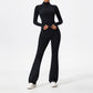 2 Piece Sports Suit Women Half Zipper Long Sleeves Slim Yoga Set Flared Activewear Gym Workout Sportswear The Clothing Company Sydney